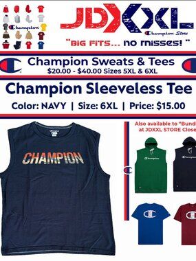 Champion Sleeveless Block Letter Logo Tee